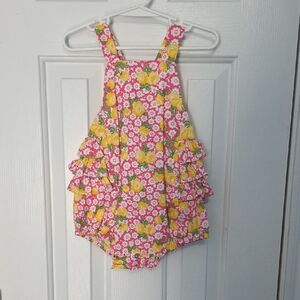 Charming Pink and Yellow Floral Kids Romper